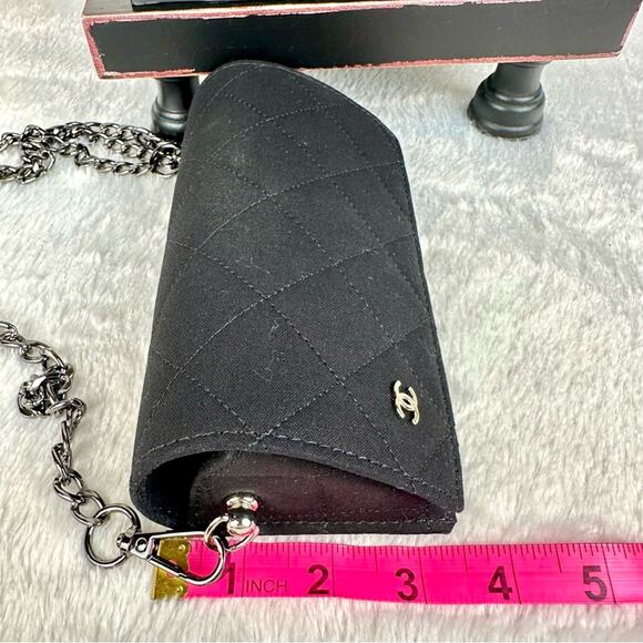 Chanel black canvas cloth sunglass case crossbody - Picture 10 of 11